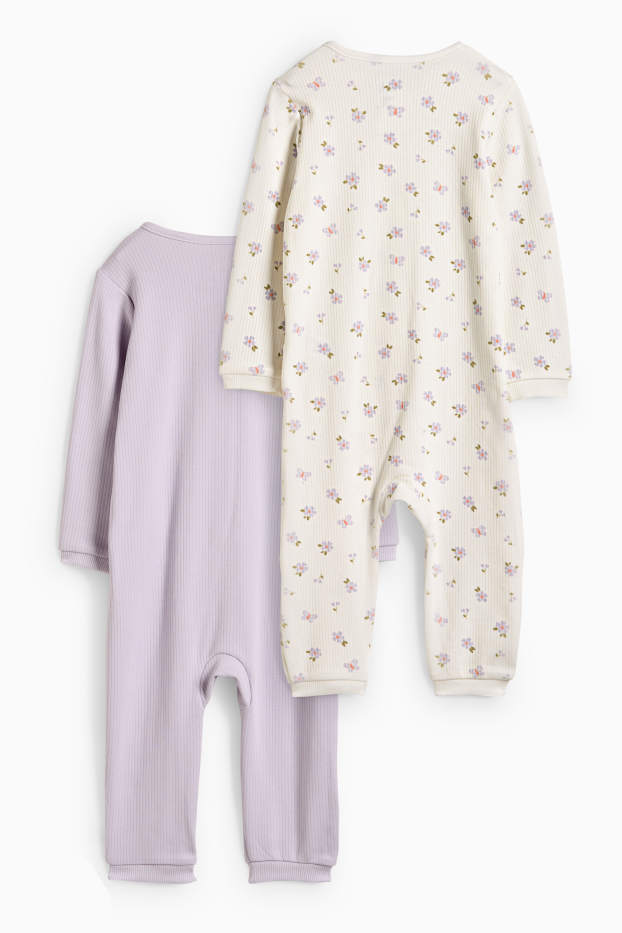 Baby Girls - Multipack of 2 - floral - baby sleepsuit - ribbed - light violet