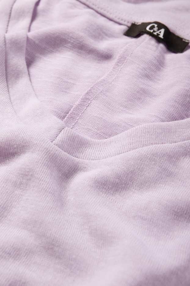 Femmes - T-shirt à col V - regular fit - violet clair