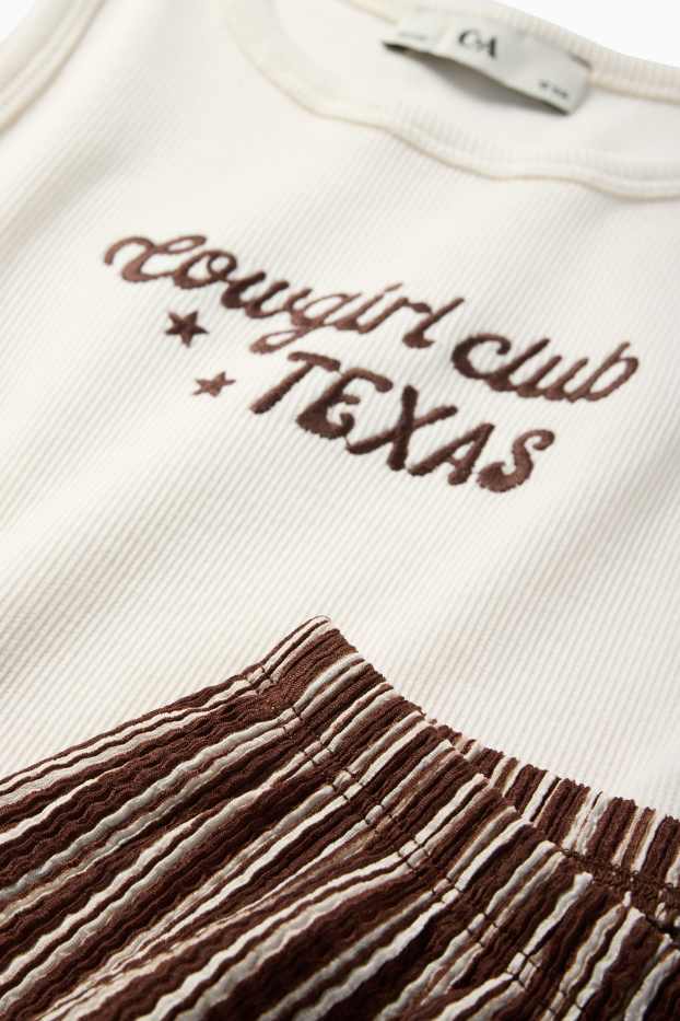 Nena - Texas - conjunt - top i pantalons de punt - 2 peces - texturat - marró fosc