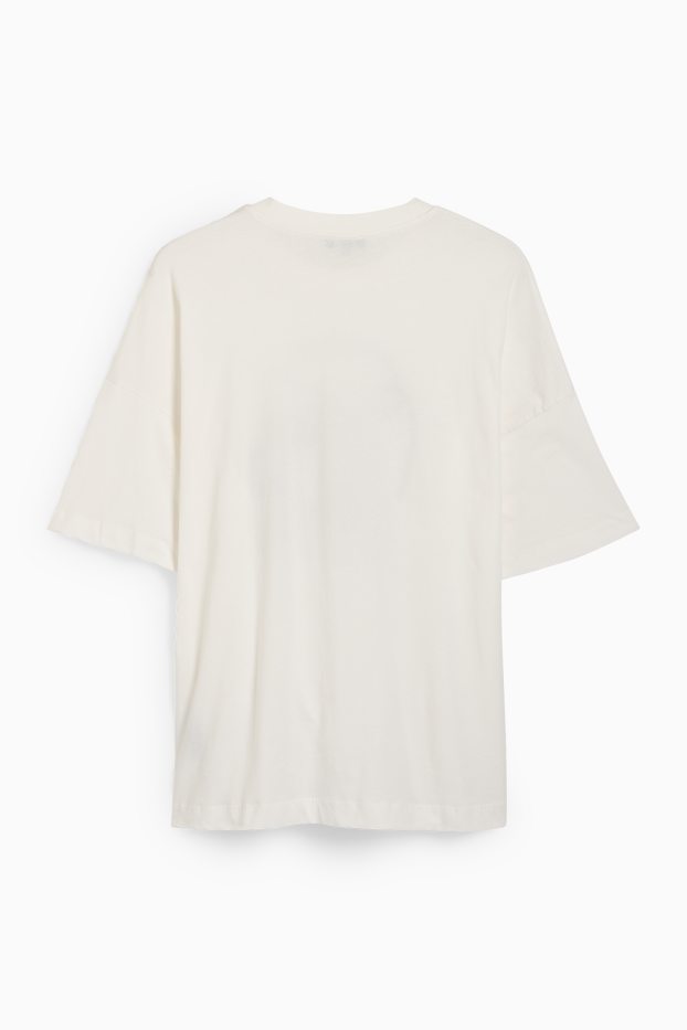 Femei - Tricou cu ștrasuri - regular fit  - alb