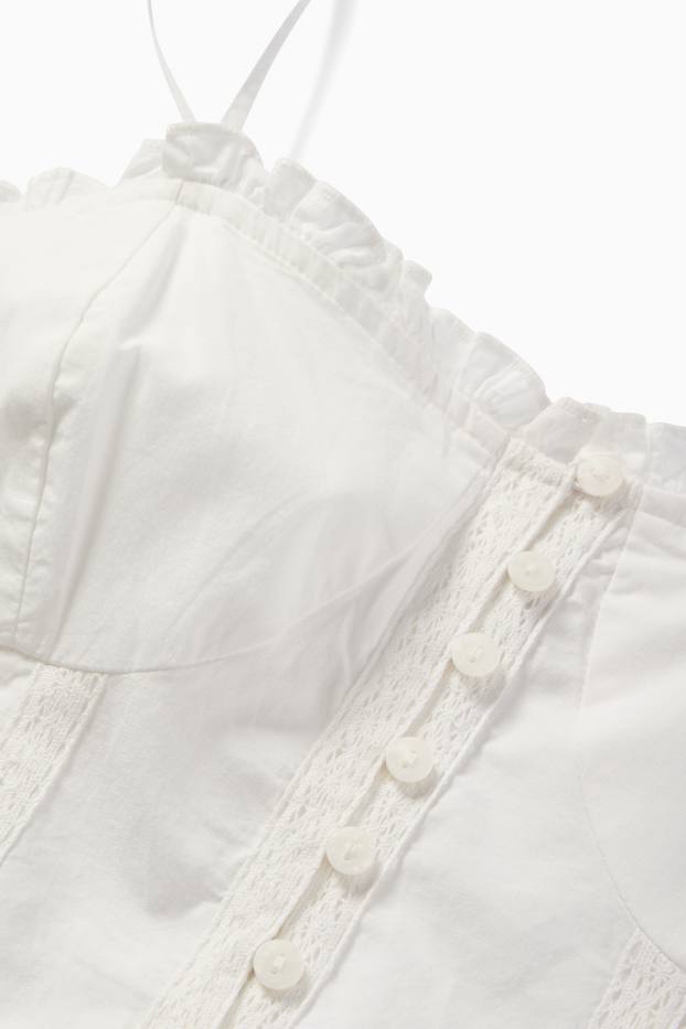 Femmes - Robe Fit & Flare - broderie anglaise - blanc