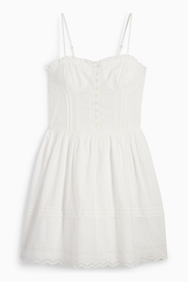 Femmes - Robe Fit & Flare - broderie anglaise - blanc