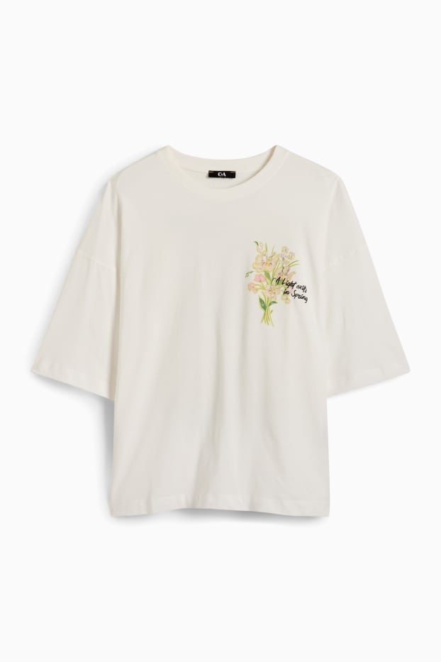 Dames - T-shirt - oversized - wit