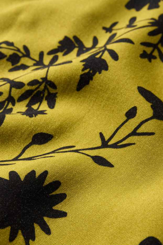 Mujer - Blusa con escote en pico - de flores - verde