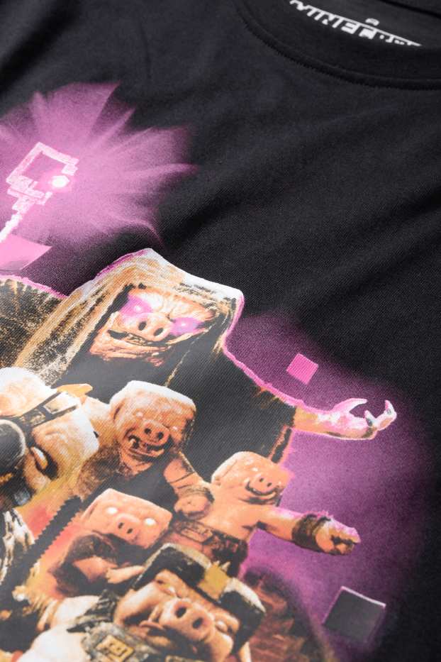 Kinder Buben - Minecraft - Kurzarmshirt - schwarz