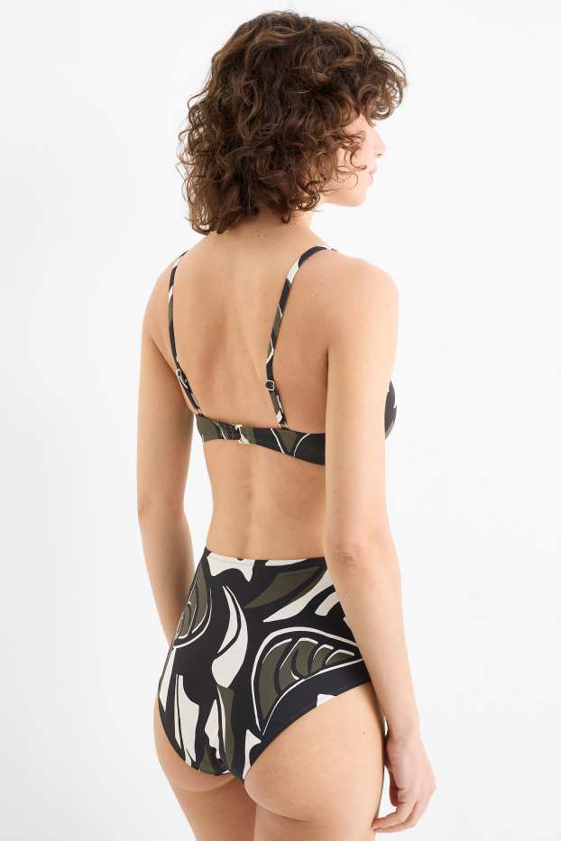 Femmes - Bas de bikini - high waist - LYCRA® XTRA LIFE™ - à motif - vert foncé / noir