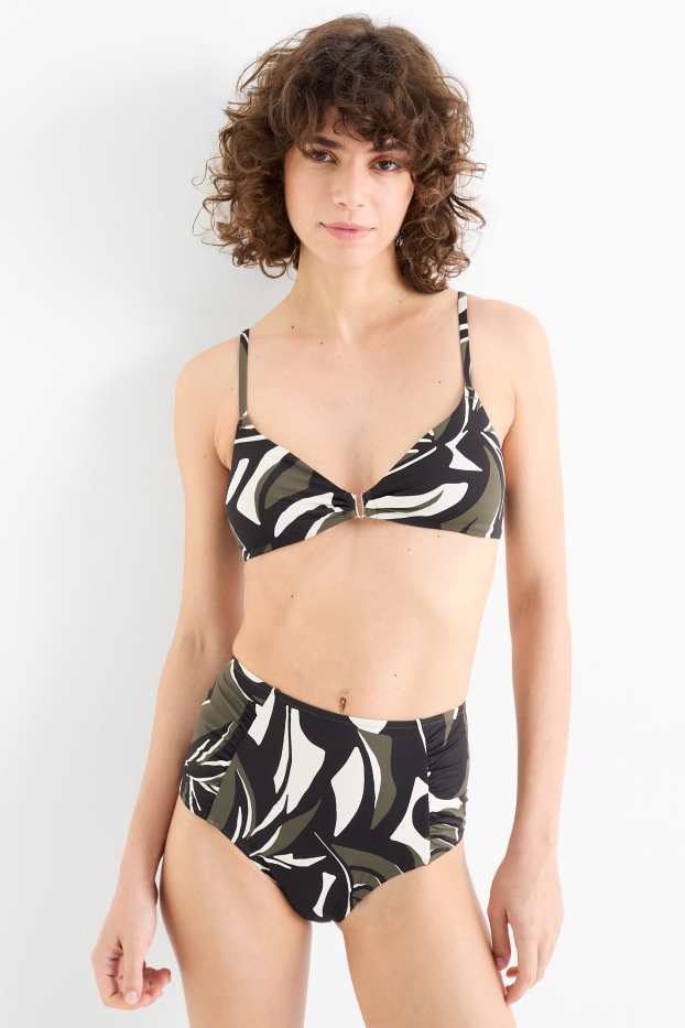 Femmes - Bas de bikini - high waist - LYCRA® XTRA LIFE™ - à motif - vert foncé / noir