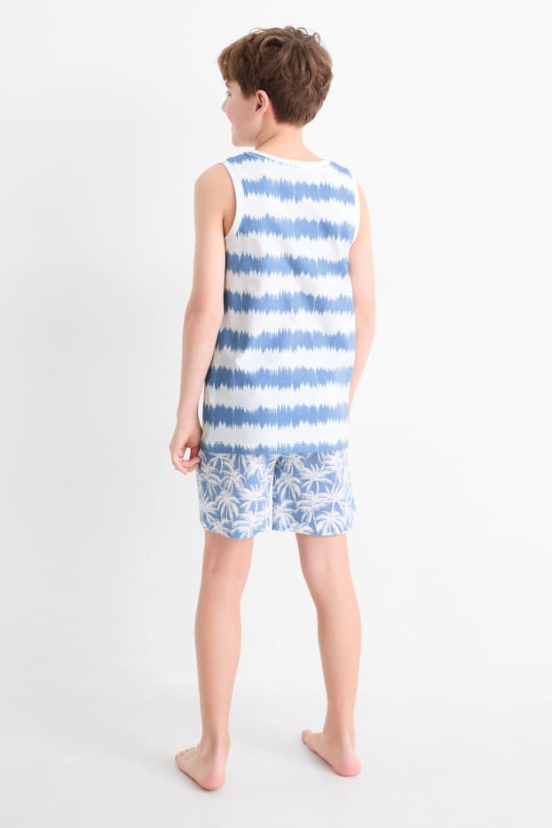 Kinder Jungen - Multipack 2er - Sommer - Shorty-Pyjama - 4 teilig - blau