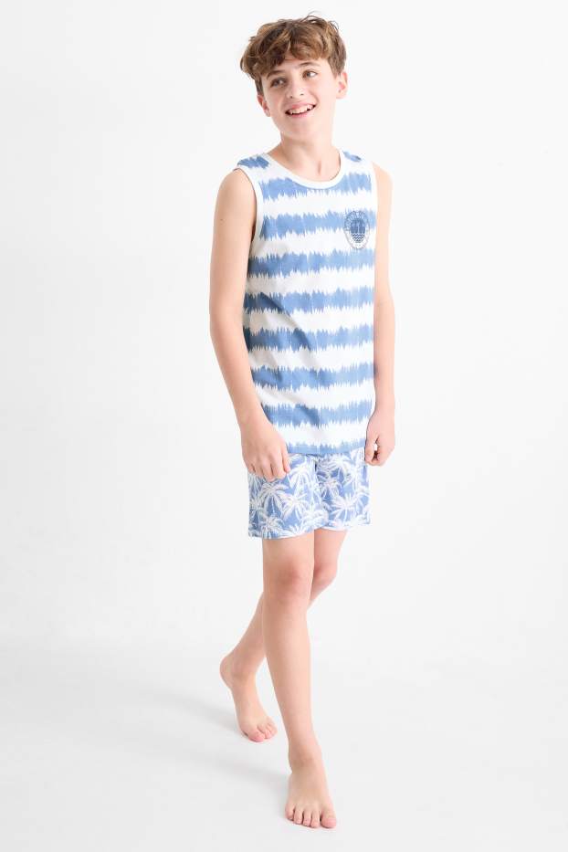 Kinder Jungen - Multipack 2er - Sommer - Shorty-Pyjama - 4 teilig - blau