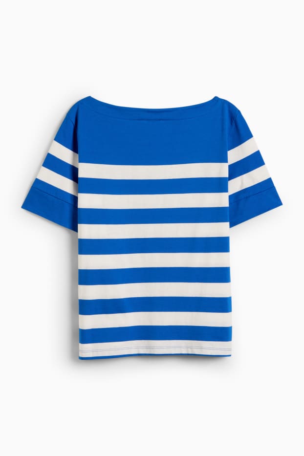 Damen - T-Shirt - Relaxed Fit - gestreift - blau / weiß