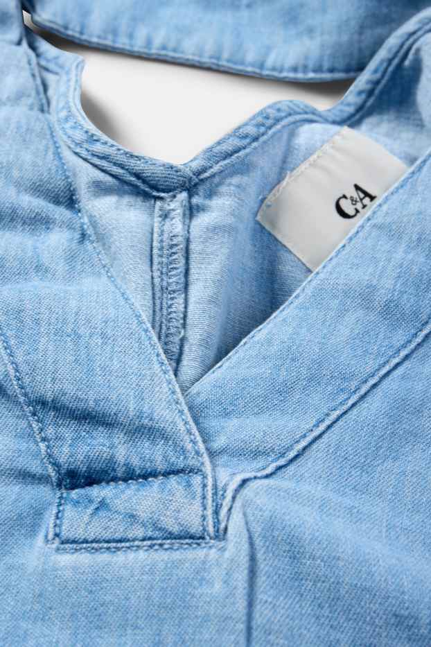 Damen - Jeans-Tunika-Kleid - hellblau