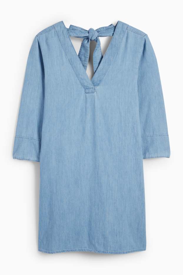 Damen - Jeans-Tunika-Kleid - hellblau