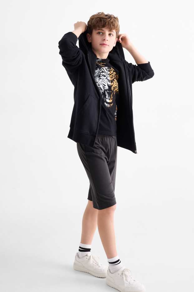 Nen - Lleopard - conjunt - samarreta de màniga curta i pantalons curts - 2 peces - negre