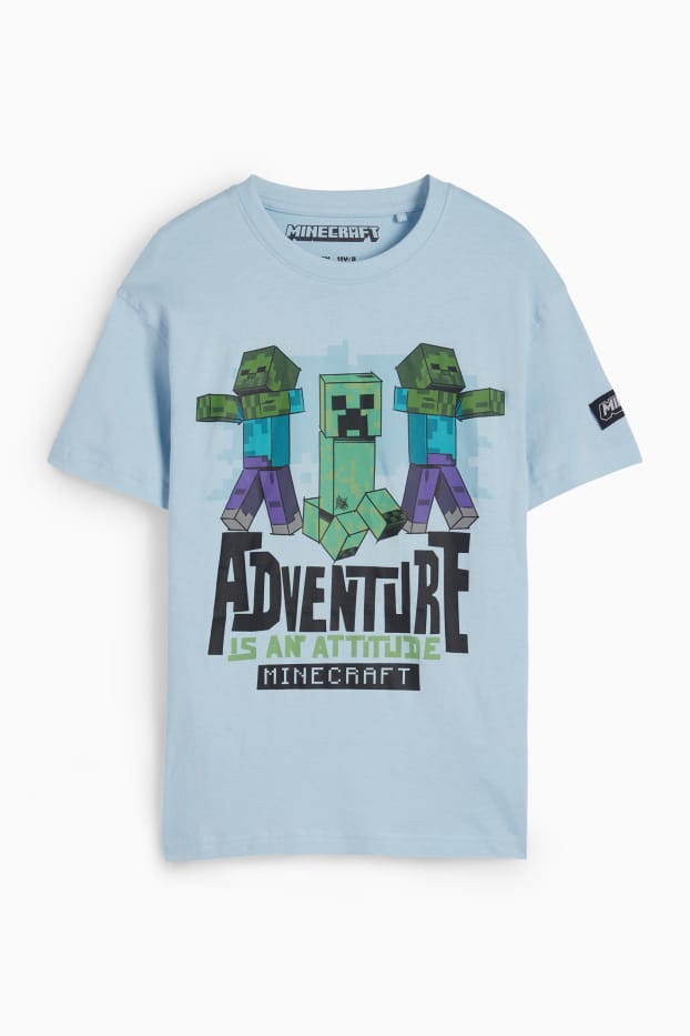 Niños: niños - Minecraft - camiseta de manga corta - azul claro