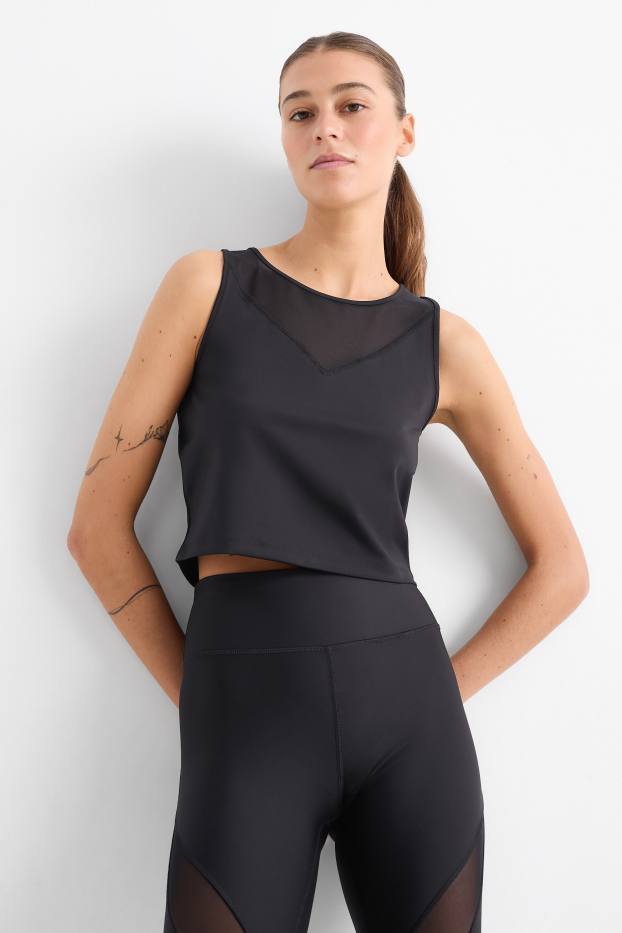 Women - Technical crop top - black