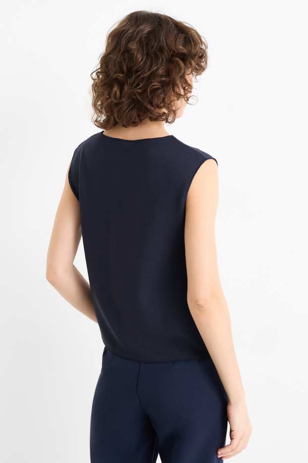Dames - Gebreid vest - donkerblauw