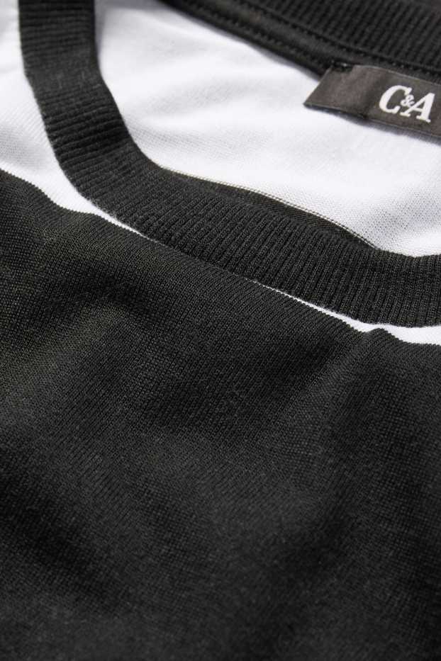 Femmes - T-shirt - regular fit - à rayures - noir / blanc