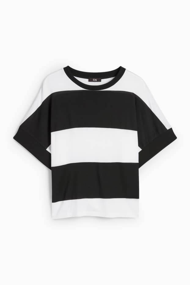 Femmes - T-shirt - regular fit - à rayures - noir / blanc