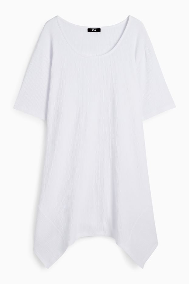 Women - T-shirt - textured - white