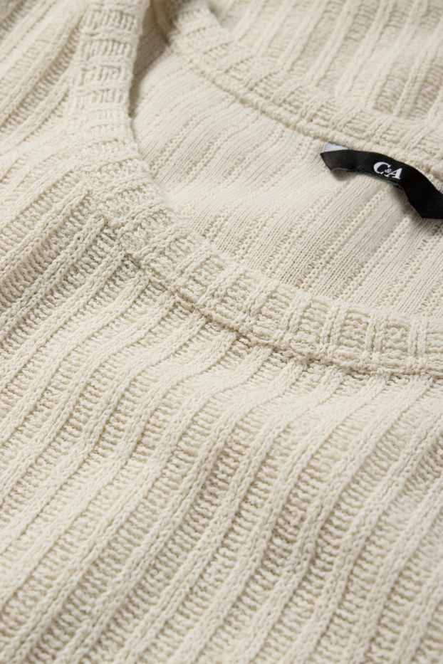 Herren - Strick-Top - gerippt - hellbeige