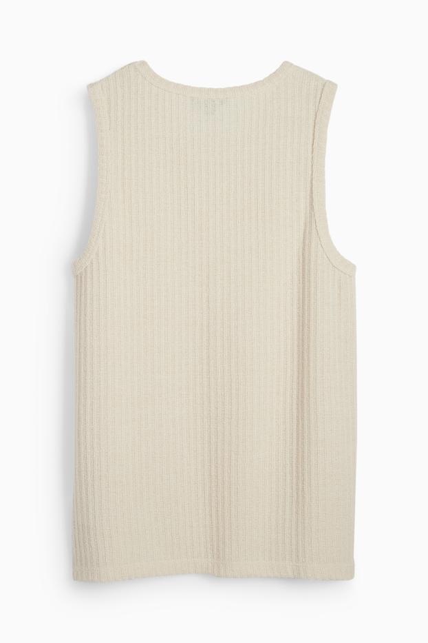Herren - Strick-Top - gerippt - hellbeige