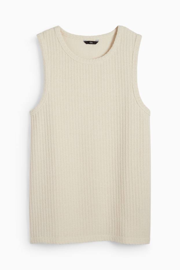 Herren - Strick-Top - gerippt - hellbeige