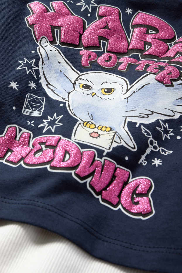 Děti - dívky - Harry Potter - souprava - tričko s krátkým rukávem a top - 2dílná - tmavomodrá / krémově bílá