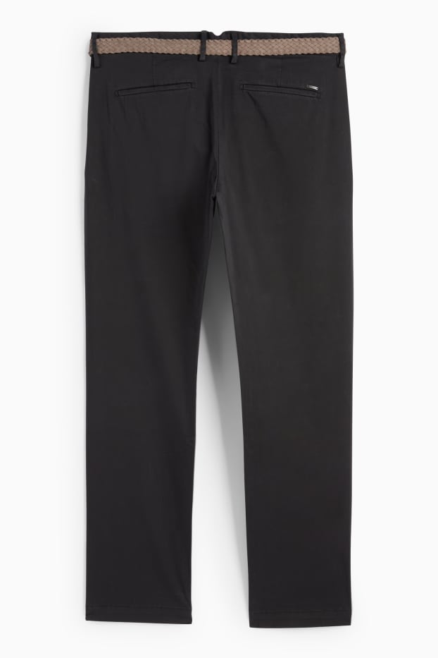 Herren - Chino mit Gürtel - Regular Fit - schwarz