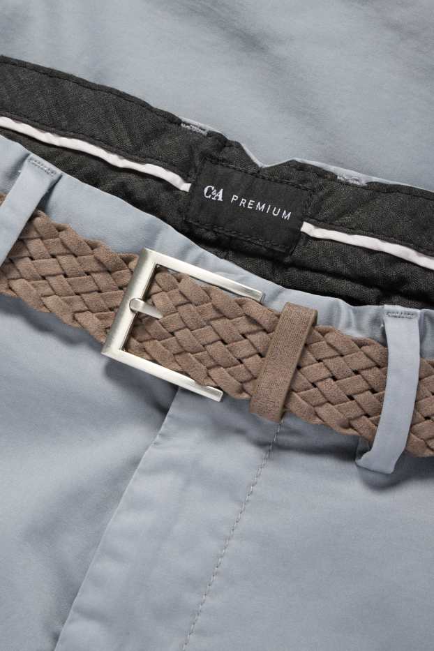 Herren - Chino mit Gürtel - Regular Fit - grau