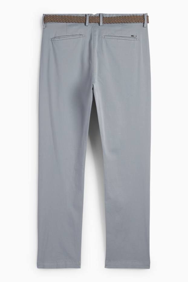 Herren - Chino mit Gürtel - Regular Fit - grau
