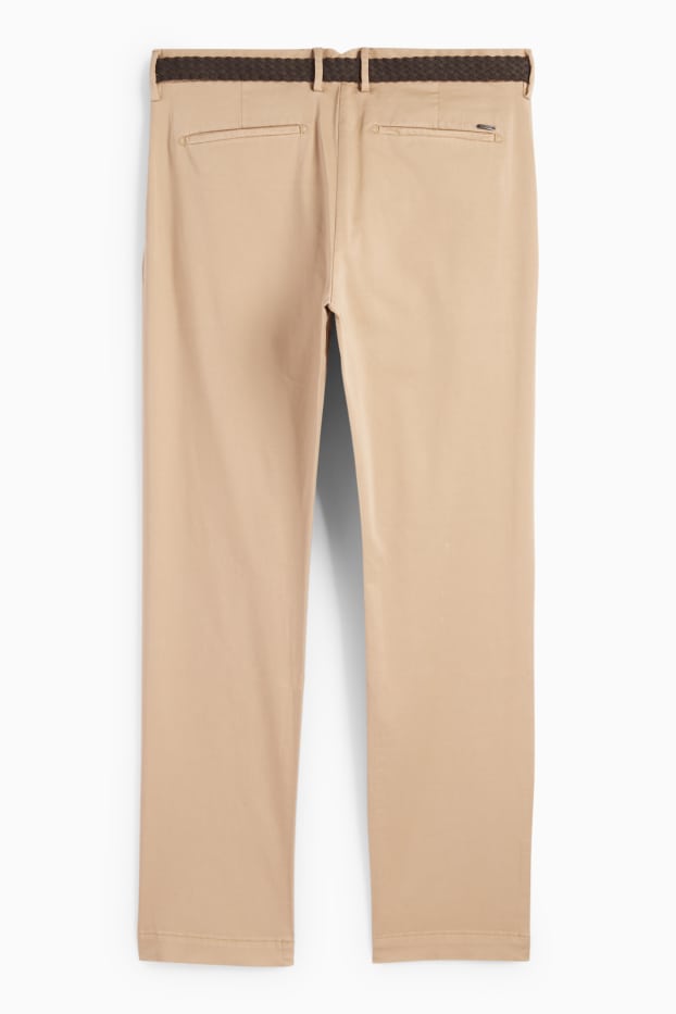 Herren - Chino mit Gürtel - Regular Fit - hellbraun