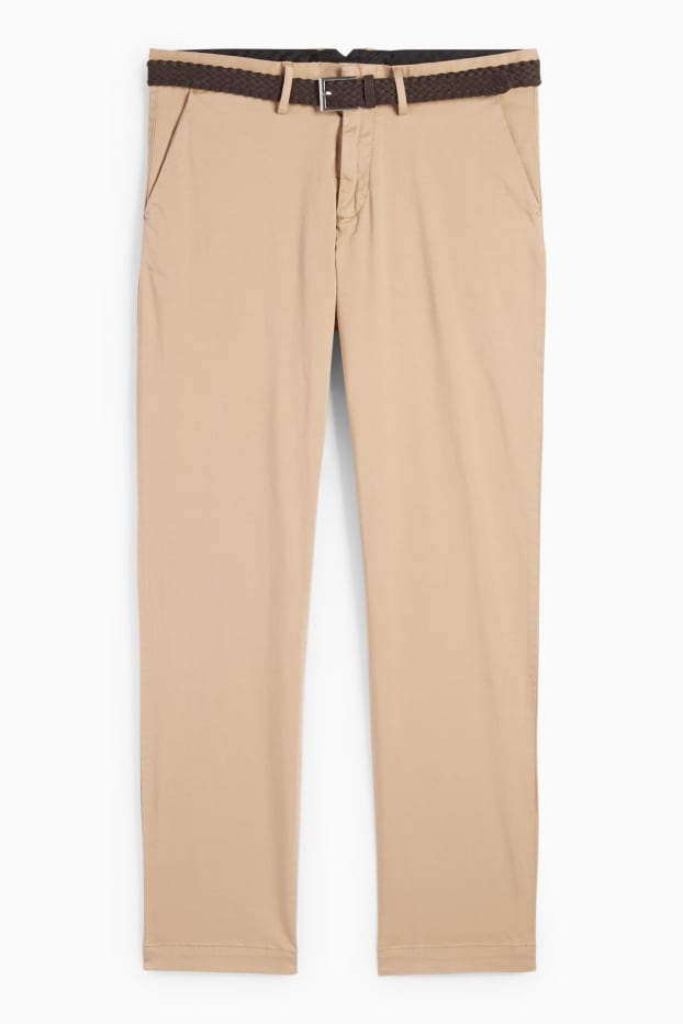 Herren - Chino mit Gürtel - Regular Fit - hellbraun