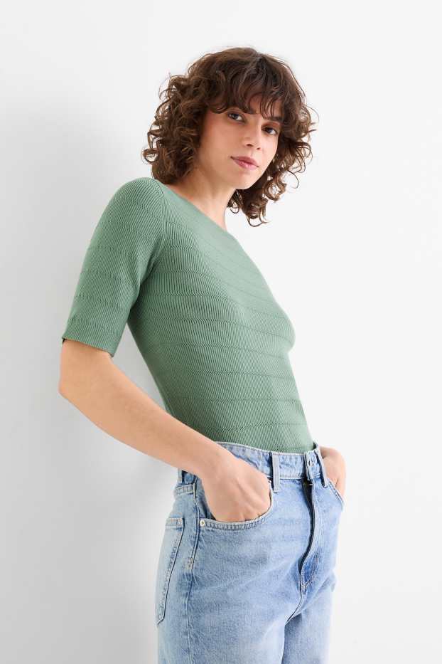 Damen - Pullover - strukturiert - grün