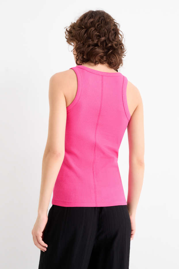 Mujer - Top básico - de canalé - fucsia