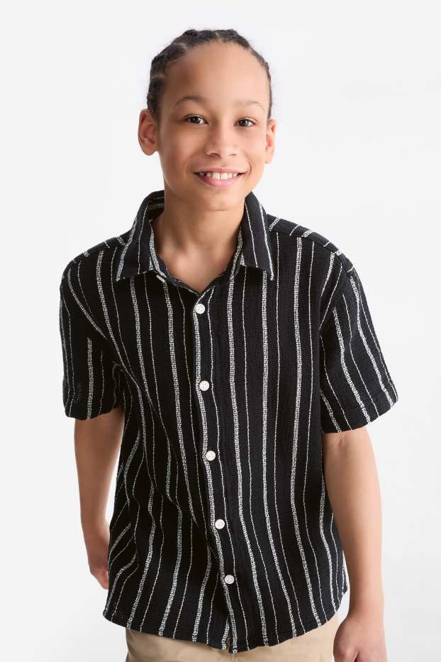 Enfants garçons - Chemise - à rayures - noir / blanc