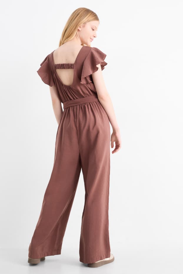 Kinderen: meisjes - Jumpsuit - donkerbruin