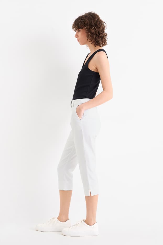 Women - Capri trousers - mid-rise waist - slim fit - white