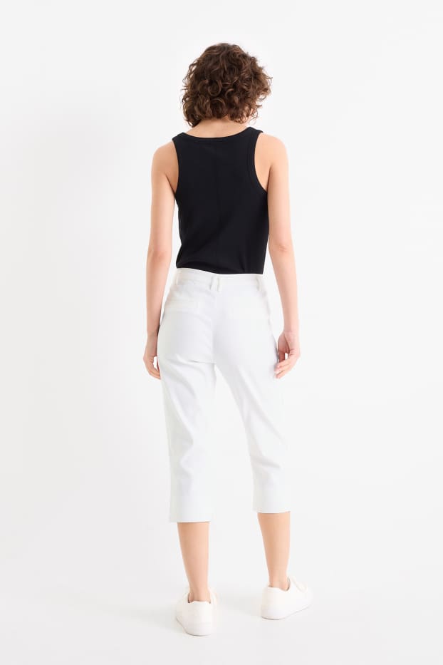 Women - Capri trousers - mid-rise waist - slim fit - white