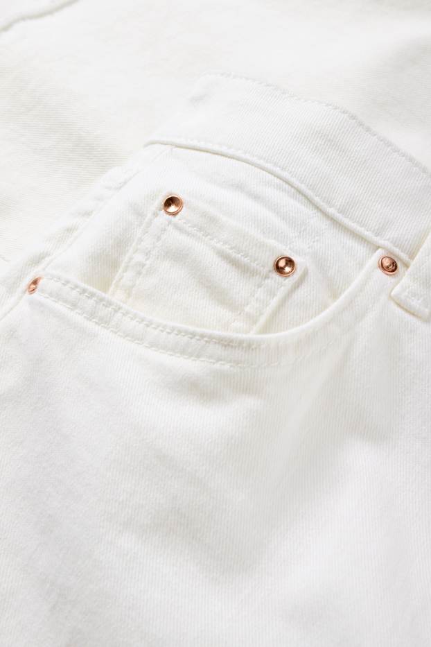 Femmes - Wide leg jean court - mid waist - blanc