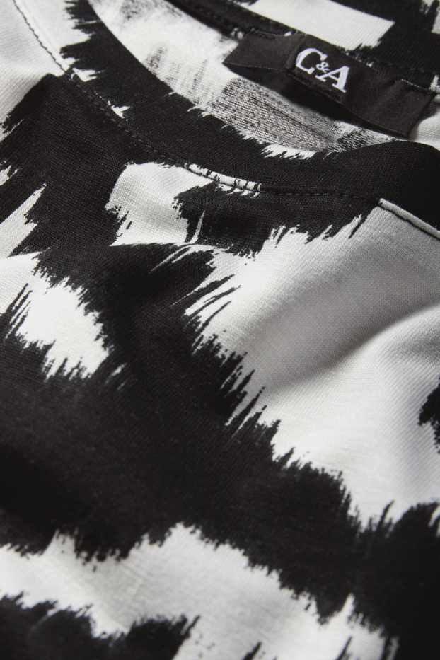 Damen - T-Shirt - gemustert - schwarz / weiß