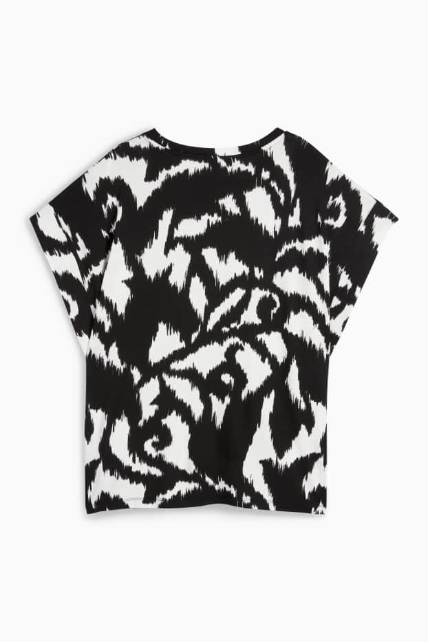 Damen - T-Shirt - gemustert - schwarz / weiß