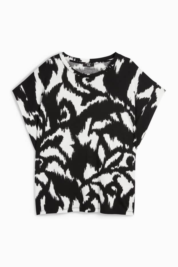 Damen - T-Shirt - gemustert - schwarz / weiß