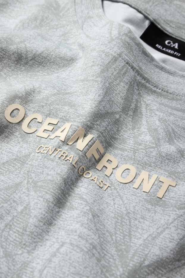 Heren - T-shirt - relaxed fit - met patroon - lichtblauw