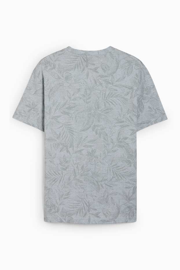 Heren - T-shirt - relaxed fit - met patroon - lichtblauw