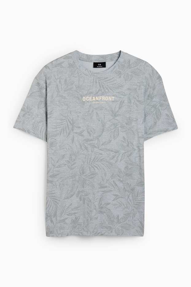 Heren - T-shirt - relaxed fit - met patroon - lichtblauw