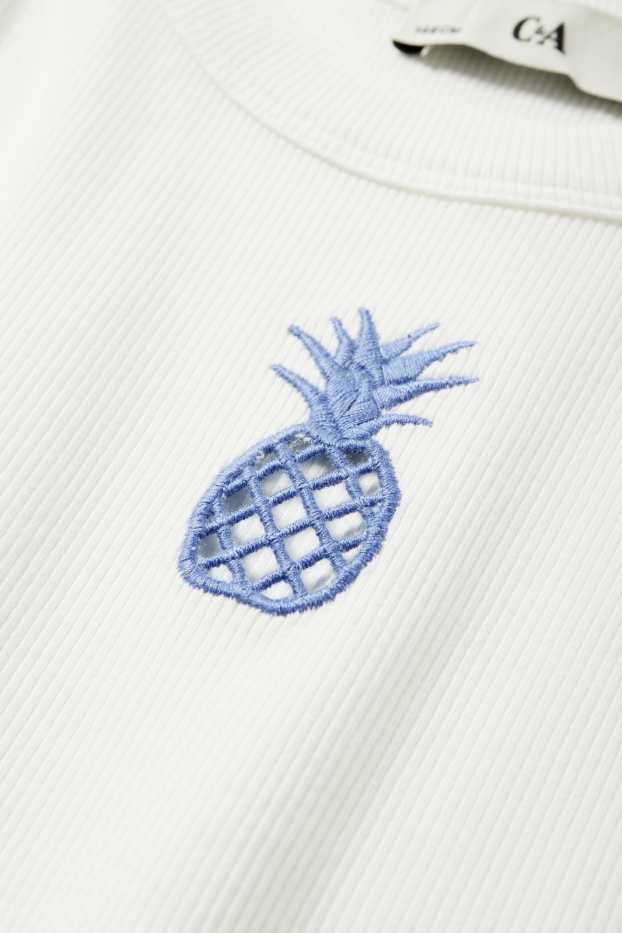 Kinderen: meisjes - Ananas - set - top en broek van jersey - 2-delig - blauw / wit