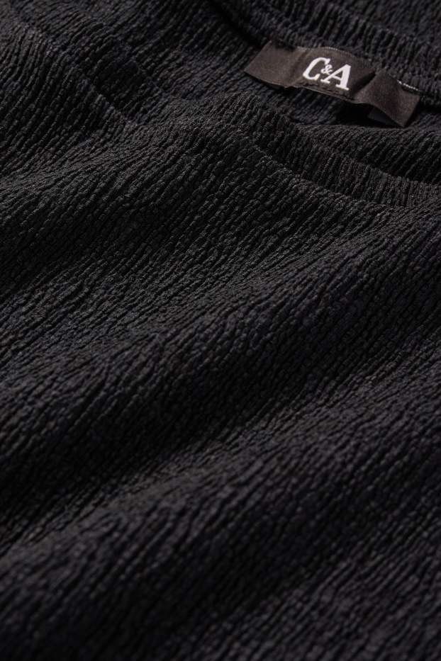 Donna - T-shirt - slim fit - tessuto tramato - nero