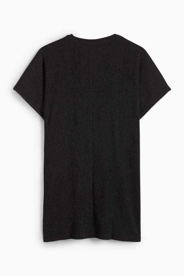 Donna - T-shirt - slim fit - tessuto tramato - nero