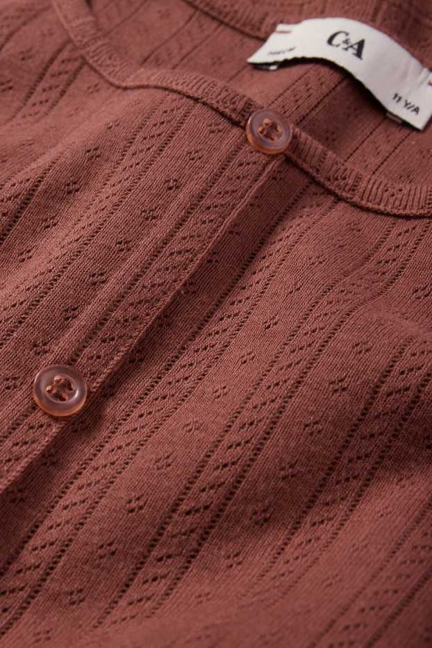 Kinderen: meisjes - T-shirt - geribd - donkerbruin