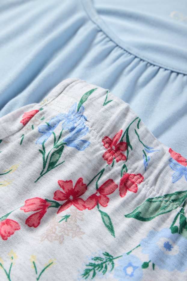 Damen - Viskose-Shorty-Pyjama - blau